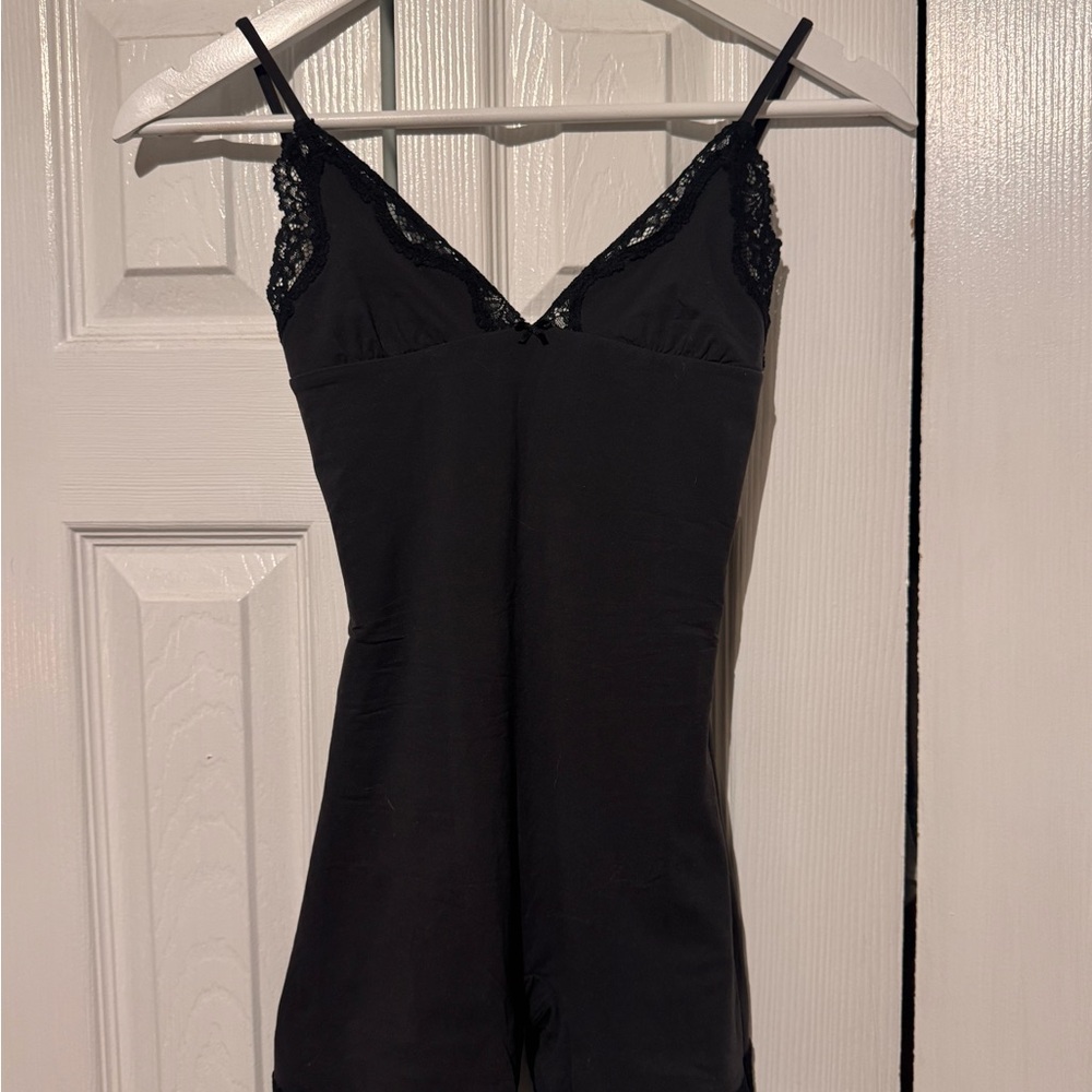 SKIMS Black Lace Detail Chemise